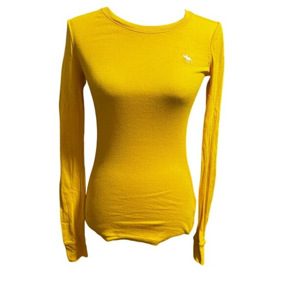 Abercrombie & Fitch Y2K Yellow Fitted Long Sleeve Tee (S) - Picture 2 of 7